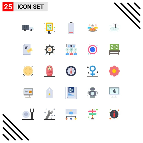 Universal Icon Symbols Group Modern Flat Colors Swimming Drby Baterie — Stockový vektor