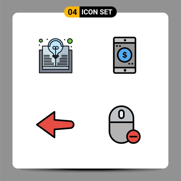 Filledline Flat Color Pack Universal Symbols Study Left Idea Mobile — 스톡 벡터