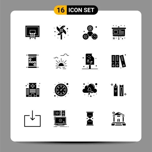 Universal Icon Symbols Group Modern Solid Glyphen Mom Präsentation Uhr — Stockvektor