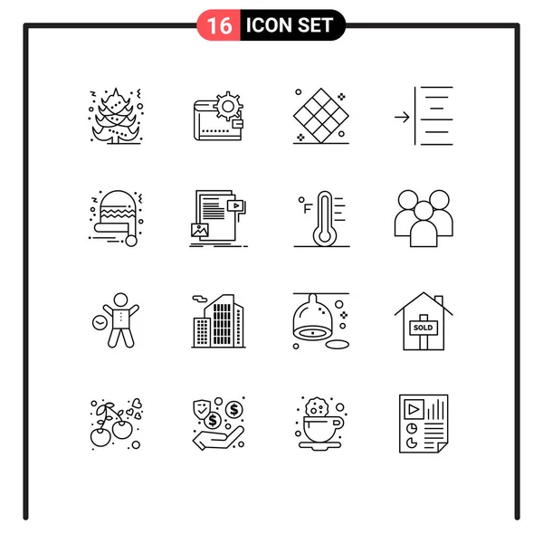 16个通用符号 游戏可编辑向量设计元素的概要套件 — 图库矢量图片