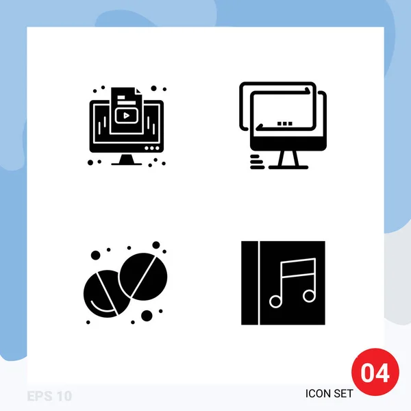 Solid Glyph Concept Websites Mobile Apps Computer Health Monitor Device — Stock Vector