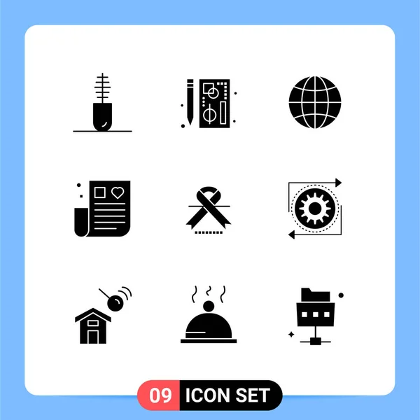 Set Glyphs Solidi Universali Applicazioni Web Mobili Oncologia Rimedio Web — Vettoriale Stock