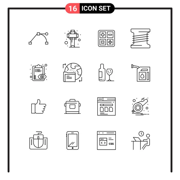 Universal Icon Symbols Group Modern Outlines Clipboard Overview Calculate Eye — Vetor de Stock