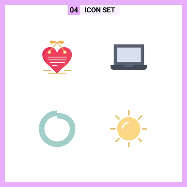 Set Modern Icons Symbols Signs Heart Washer Love Letter Macbook — Stock Vector