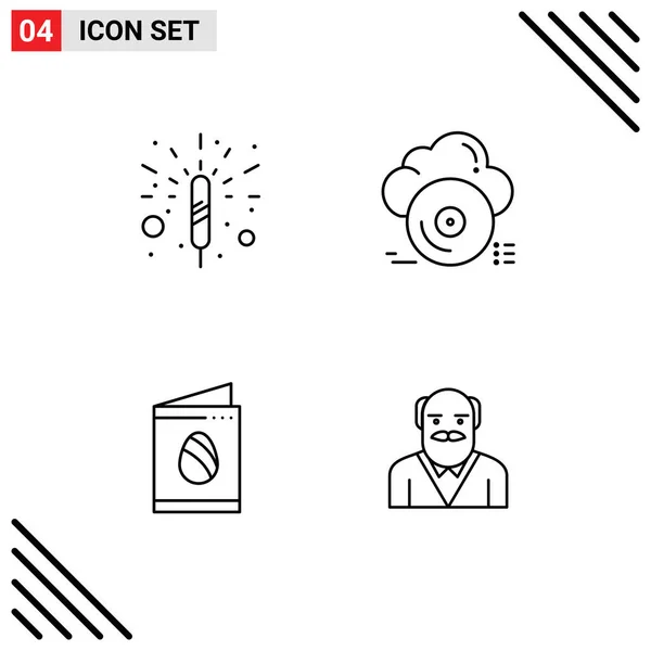 Creative Icons Modern Signs Sysymbols Firecracker Egg Cloud Wedding Editable — Vector de stock