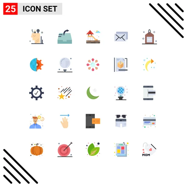 Universal Flat Color Signs Symbols Search Media Slider Engine Mail — Stock Vector