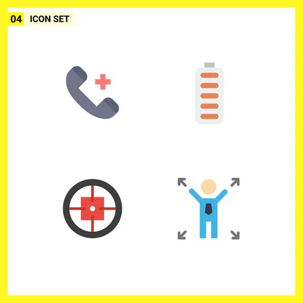 Piktogramm Set Mit Einfachen Flachen Symbolen Für Anruf Armee Telefon — Stockvektor