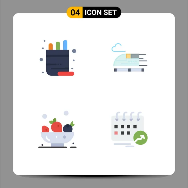 Thematic Vector Flat Icons Editable Sysymbols School Drink Pencil Transport — Archivo Imágenes Vectoriales