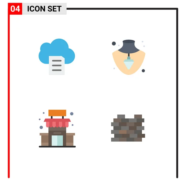 Set Modern Icons Sysymbols Signs Cloud Supermarket Nacklace Building Protection — Vector de stock