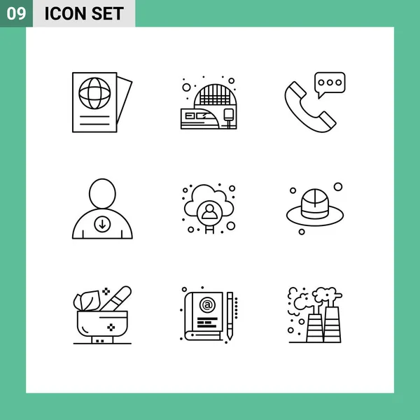 Conjunto Icones Modernos Símbolos Sinais Para Homem Conta Comunicação Usuário — Vetor de Stock