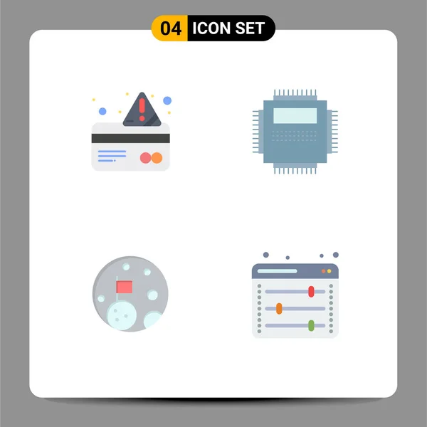 User Interface Pack Basic Flat Icons Alert Moon Payment Computer — Vector de stock