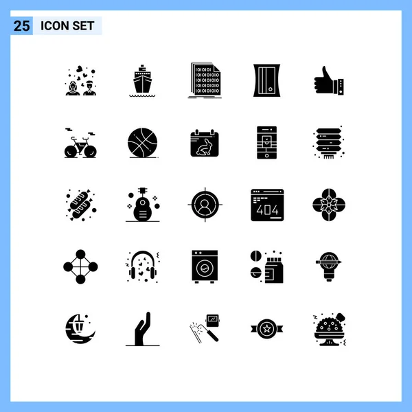 25创意图标指 二进制 文档可编辑向量设计元素的现代符号和符号 — 图库矢量图片