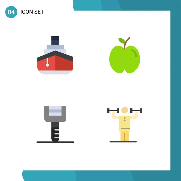 Piso Icon Pack Símbolos Universales Crucero Alimentos Transporte Educación Peeler — Vector de stock