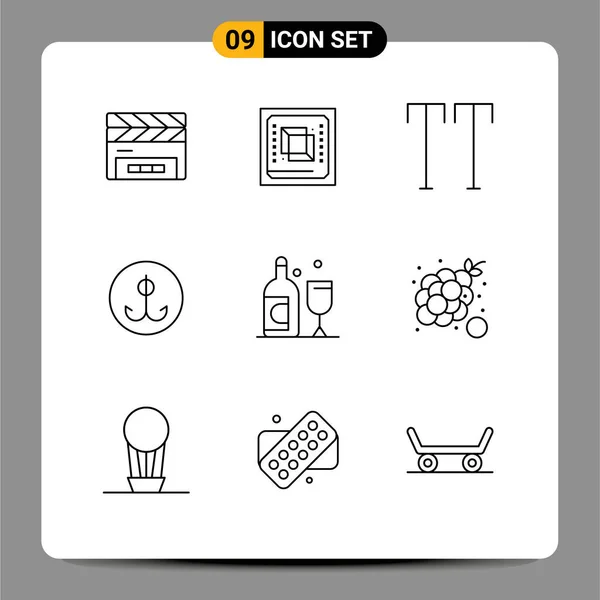 Creative Icons Modern Signs Symbols Glass Sport Processor Hook Decoy — Stock Vector