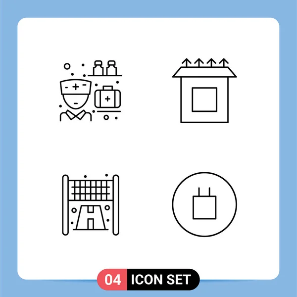 Conjunto Icones Modernos Símbolos Sinais Para Medicação Esporte Pílulas Configuração — Vetor de Stock