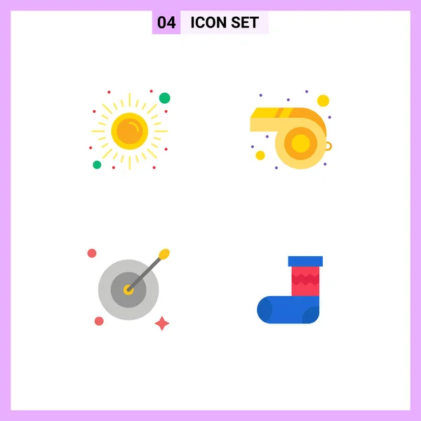 Flat Icon Concepto Web Sites Mobile Aplicaciones Fitness Objetivo Sol — Vector de stock