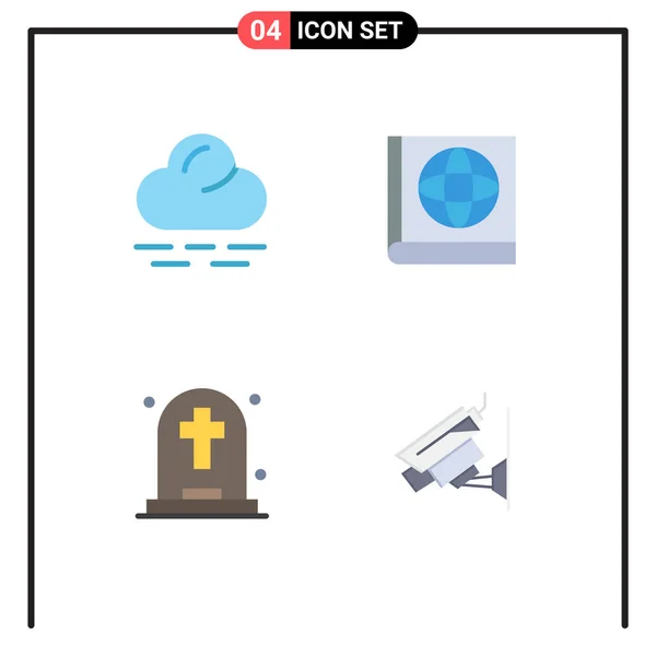 Set Van Vector Flat Icons Grid Voor Cloud Camera Map — Stockvector