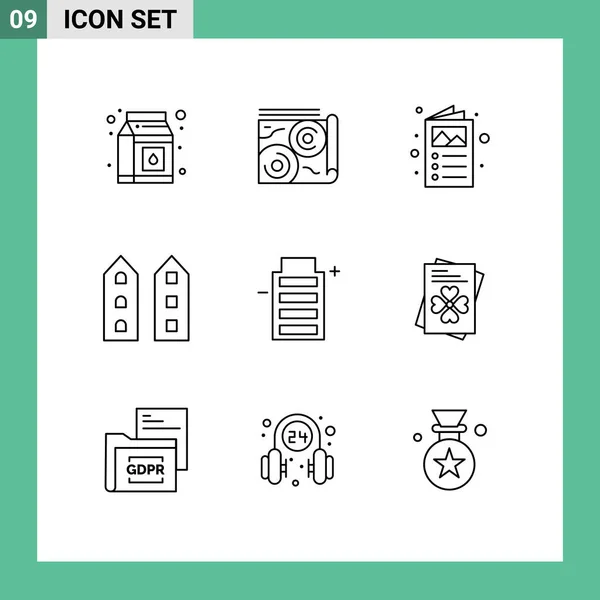 Universal Icon Symbols Group Modern Outlines Eology Store Brochure Shops — Stockový vektor