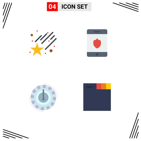 Set Commercial Flat Icons Pack Falling Lower Security Consumption Browser — Vector de stock