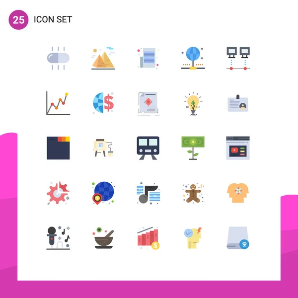 25个具有创意的平面色彩组合 包括连接 物品清单 互联网 可编辑向量设计元素 — 图库矢量图片