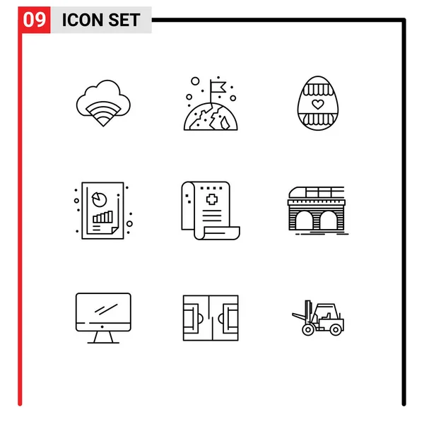 Set Modern Icons Symbols Signs History Graph Analysis Easter Egg — Stock Vector