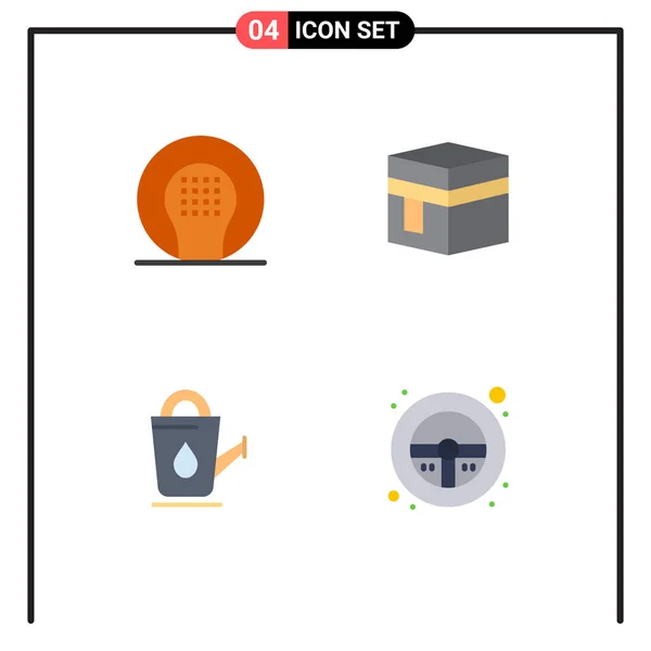 Flat Icons Signs Symbols Activity Meccah Game Holy Bathroom Editable — 스톡 벡터