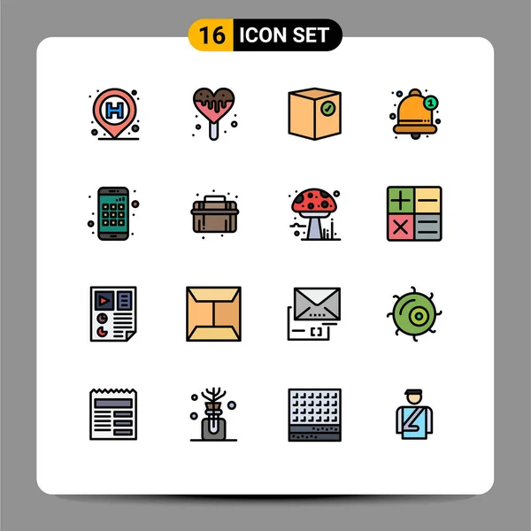 2014 Mobile Interface Flat Color Filled Line Set Pictograms Device — 스톡 벡터