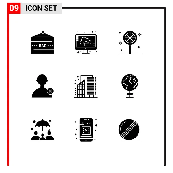 Grupo Universal Símbolos Icon Modernos Glifos Sólidos Ciudad Edificios Carga — Vector de stock