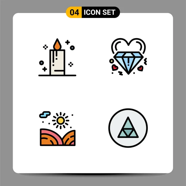 Set Modern Icons Sysymbols Signs Candle Garden Diamond Marriage Water — Vector de stock