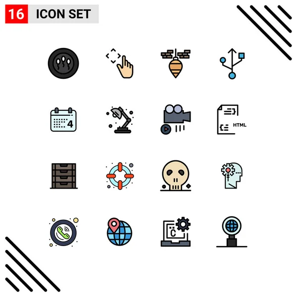 Creative Icons Современные Знаки Символы Лампы Дата Боб День Usb — стоковый вектор
