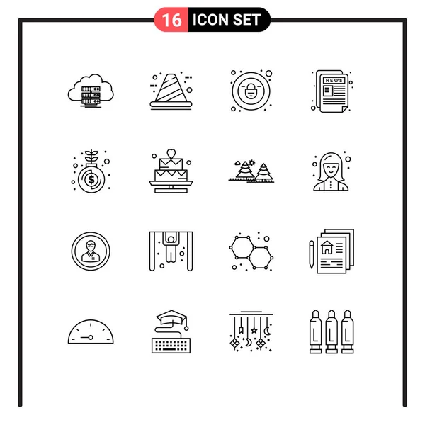 Universal Icon Symbols Group Modern Outlines Fund Paper Construction Giornale — Vettoriale Stock