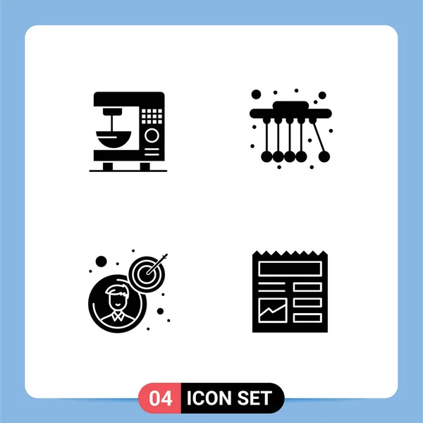 Mobile Interface Solid Gyph Set Pictograms Coffee Business Man Machine — Archivo Imágenes Vectoriales