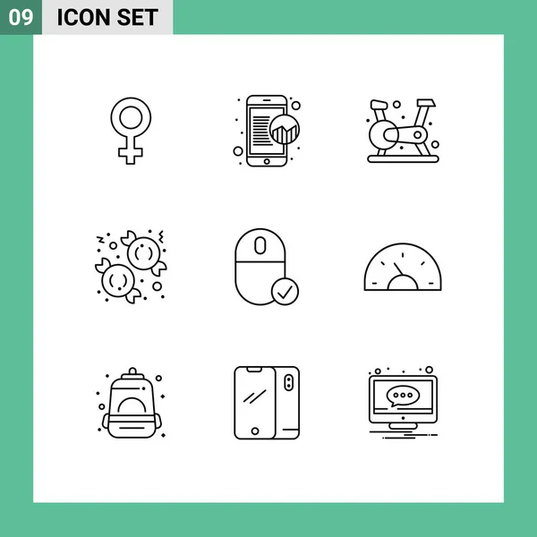 Universal Icon Symbols Group Modern Outlines Devices Computers Exercise Sweet — Stockový vektor