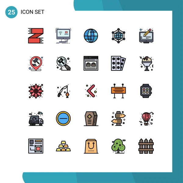 Set Modern Icons Sysymbols Signs Internet Server Remote Data Internet — Vector de stock