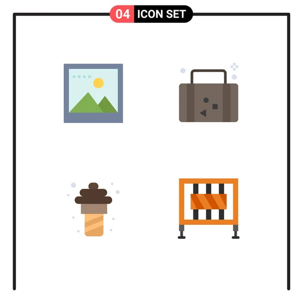 Universal Flat Icon Značky Symboly Obrázku Jídla Dovolené Cestování Jídla — Stockový vektor