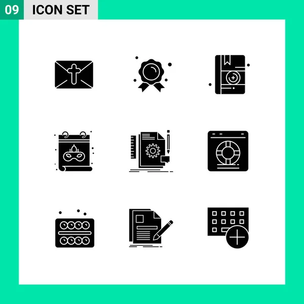 Universal Icon Symbols Group Modern Solid Glyphs Feedback Design Medical — Vetor de Stock