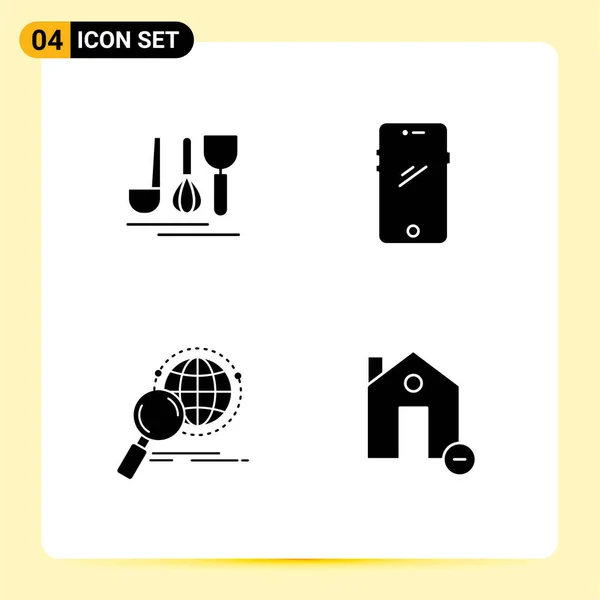 아이콘 Cutlery Global Travel Mobile Magnifier Editable Vector Design Elements — 스톡 벡터