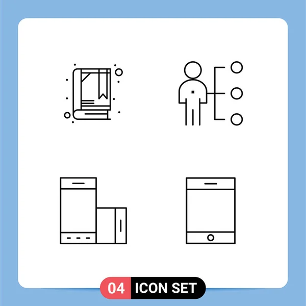 Set Vector Filledline Flat Colors Grid Book Mobile Abilities Person — Stock Vector