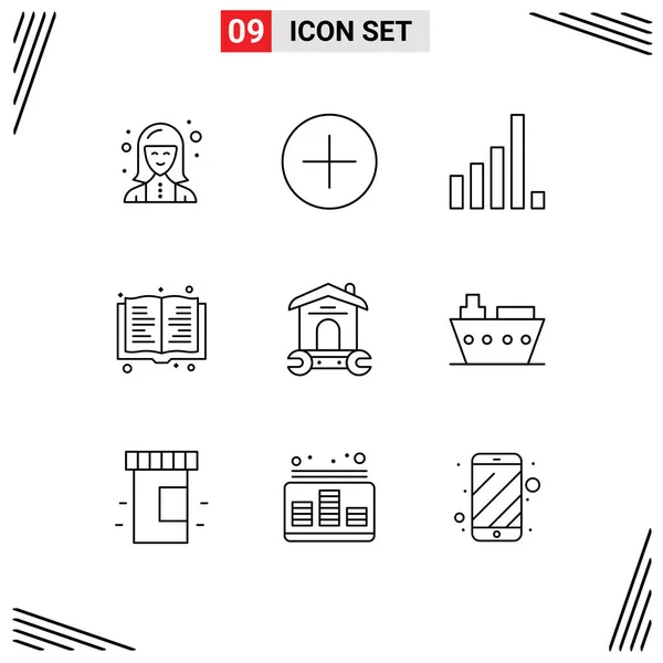 Thematic Vector Outlines Editable Symbols Tool Household Connection House Read — Stock Vector