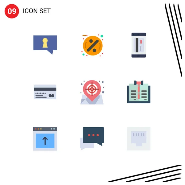 Universal Icon Symbols Group Modern Flat Colors Map Back Card — 스톡 벡터