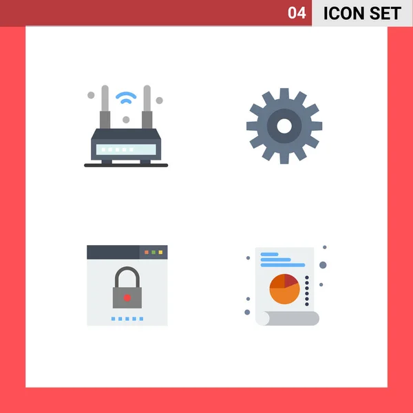 Set Commercial Flat Icons Pack Internet Engine Wifi Setting Optimization — Vector de stock