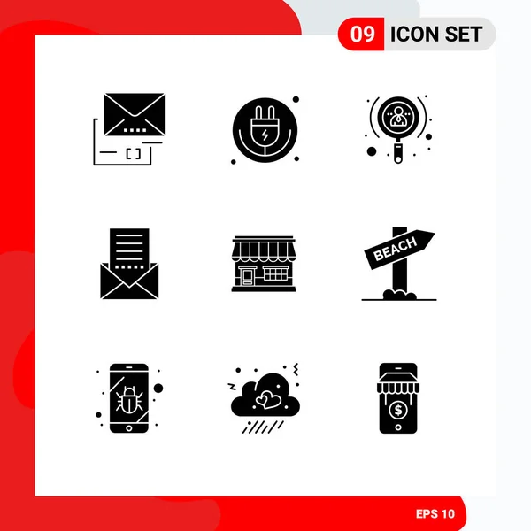 Stock Vector Icon Pack Line Signs Symbols Letter Envelope Wifi — Stock Vector
