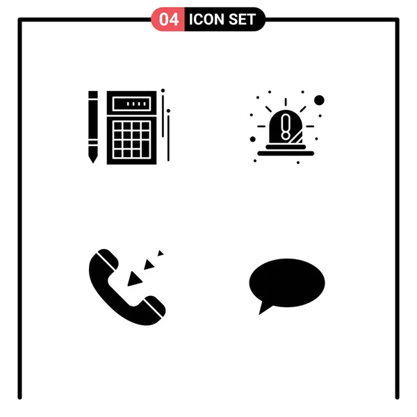 通讯可编辑向量设计元素的一套4个简单固体象形文字 — 图库矢量图片
