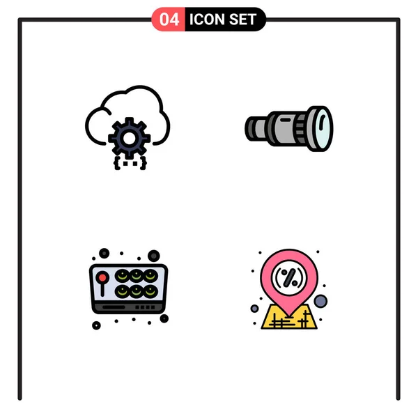 Set Van Moderne Pictogrammen Symbolen Voor Cloud Media Ontwikkeling Camcorder — Stockvector