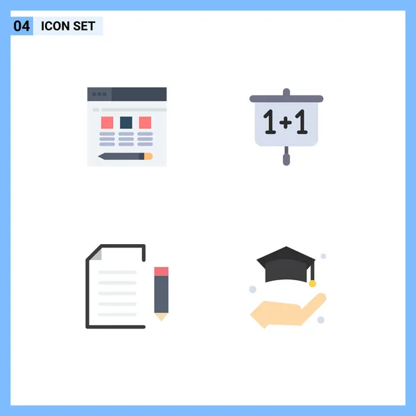 Colección Imágenes Iconos Planos Simples Web Extensión Gráfico Escuela Página — Vector de stock