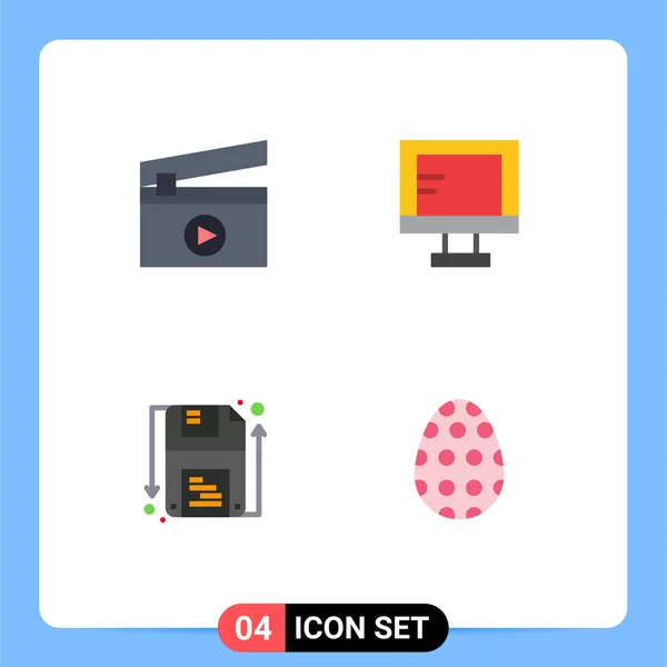 Stock Vector Icon Pack Líneas Símbolos Para Películas Guardar Ordenador — Vector de stock