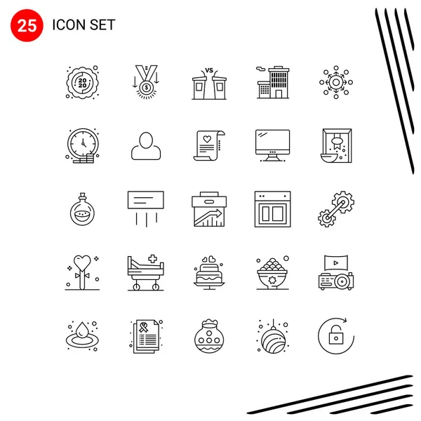 Stock Vector Icon Pack Mit Linienzeichen Und Symbolen Für Netzwerk — Stockvektor