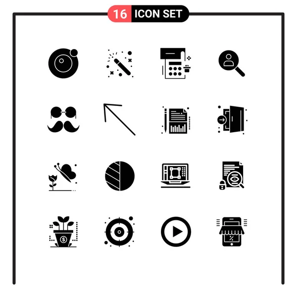 Set Modern Icons Sysymbols Signs Movember Moustache Event Search Networking — Vector de stock