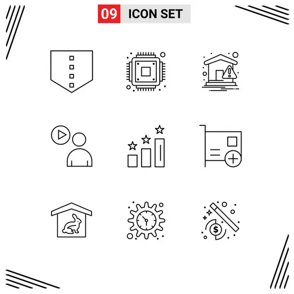 Pictogram Set Simple Outlines Add Performance Warning Analysis Watch Editable — Stock Vector