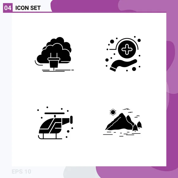 사이트 모바일 클라우드를 솔리드 네트워크 헬리콥터 Editable Vector Design Elements — 스톡 벡터